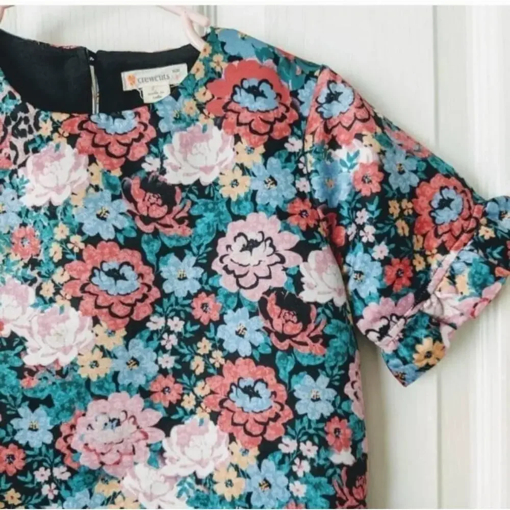 Crewcuts Girls Leopard Floral Party Dress Ruffled Sleeves 4T